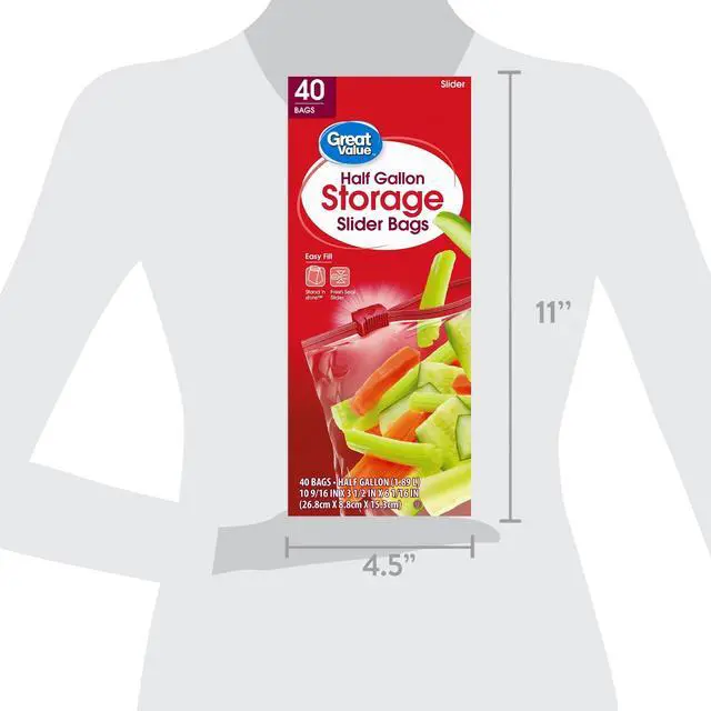 Alt view image 2 of 4 - Great Value Half Gallon Slider Storage Bags, 40 Count