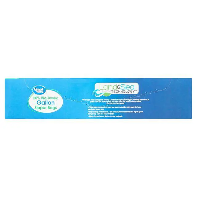Alt view image 3 of 7 - Great Value Reclosable Gallon Food Storage Bags, Made with 20% Plant and Ocean Materials, 20 Count