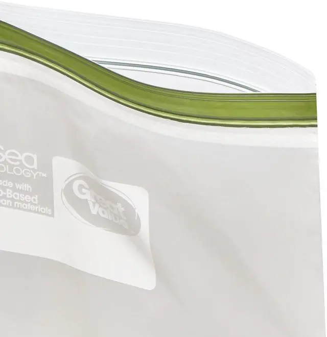 Alt view image 4 of 7 - Great Value Reclosable Gallon Food Storage Bags, Made with 20% Plant and Ocean Materials, 20 Count
