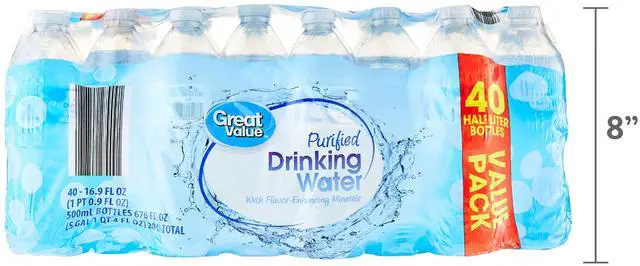 Alt view image 3 of 5 - Great Value Purified Drinking Water, 16.9 fl oz Bottles, 40 Count Pack