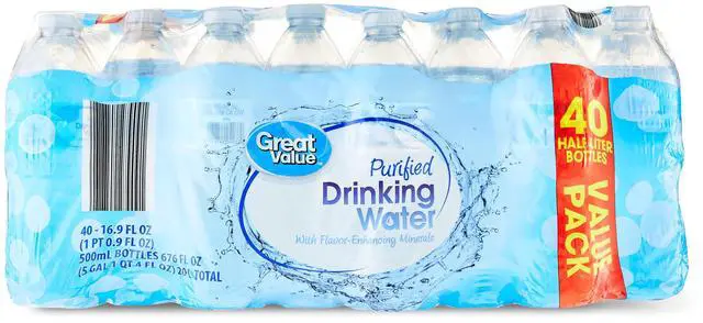 Main image of Great Value Purified Drinking Water, 16.9 fl oz Bottles, 40 Count Pack