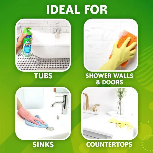 Alt view image 2 of 7 - Scrubbing Bubbles Disinfectant Bathroom Shower & Tub Cleaner Grime Fighter Aerosol Spray, Rainshower, 20 oz