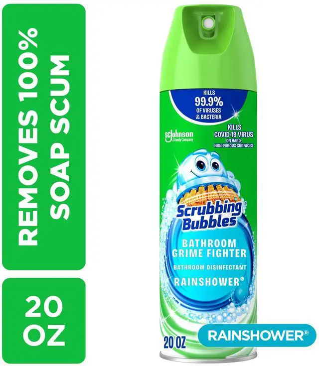 Main image of Scrubbing Bubbles Disinfectant Bathroom Shower & Tub Cleaner Grime Fighter Aerosol Spray, Rainshower, 20 oz