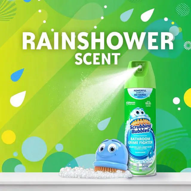 Alt view image 7 of 7 - Scrubbing Bubbles Disinfectant Bathroom Shower & Tub Cleaner Grime Fighter Aerosol Spray, Rainshower, 20 oz