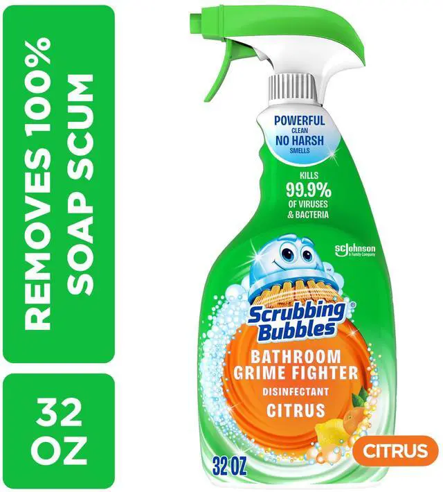 Main image of Scrubbing Bubbles Disinfectant Bathroom Shower & Tub Cleaner Grime Fighter Spray, Citrus, 32 oz