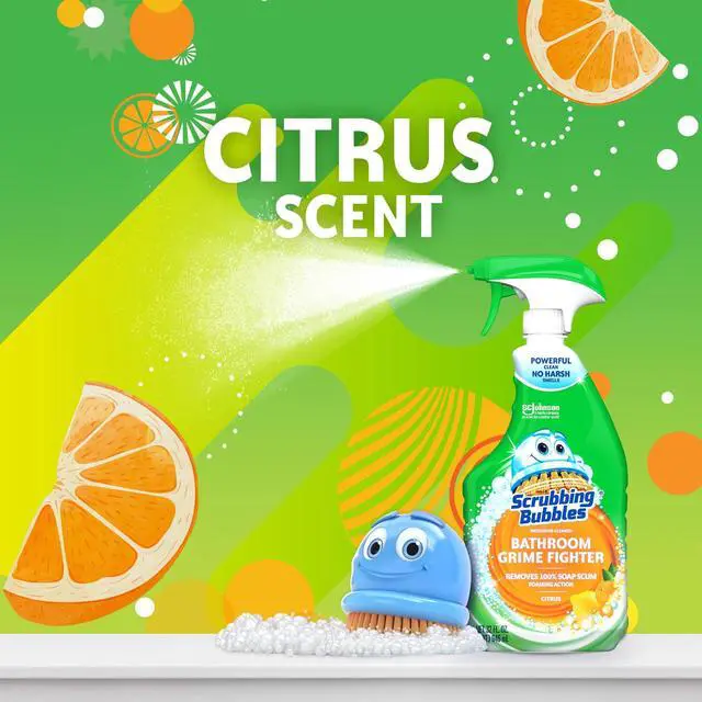 Alt view image 3 of 6 - Scrubbing Bubbles Disinfectant Bathroom Shower & Tub Cleaner Grime Fighter Spray, Citrus, 32 oz