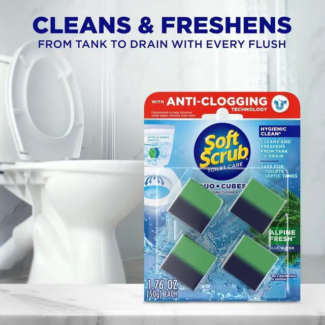 Alt view image 7 of 7 - Soft Scrub In-Tank Toilet Cleaner Duo-Cubes, Alpine Fresh, 4Ct, Continuous Clean, Cleans&Freshens