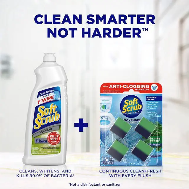 Alt view image 6 of 7 - Soft Scrub In-Tank Toilet Cleaner Duo-Cubes, Alpine Fresh, 4Ct, Continuous Clean, Cleans&Freshens
