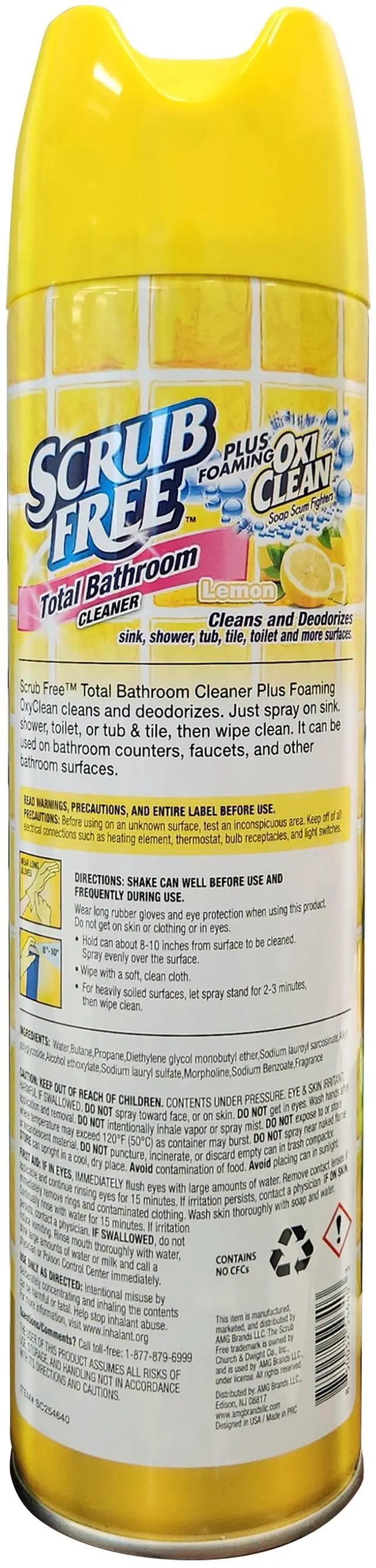 Alt view image 5 of 5 - (2 pack) Scrub Free Bathroom Cleaner, Tough Stains & Grime, Lemon Scent with Oxi Clean, 22 oz Foaming Spray
