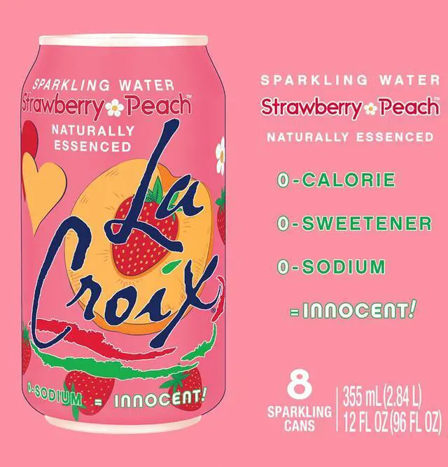 Alt view image 5 of 7 - LaCroix Strawberry Peach, Sparkling Water, 8 Pack, 12 oz Cans