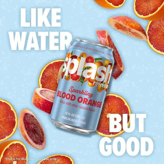 Alt view image 2 of 7 - Splash Blast Sparkling Can, Blood Orange Flavor, 12 fl oz, 8-pack