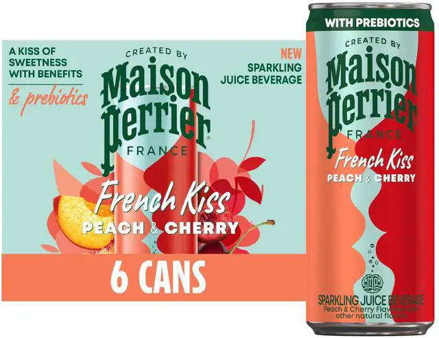 Main image of Maison Perrier French Kiss Sparkling Juice Beverage, Peach & Cherry Flavors with Real Fruit Juices, 6 Pack 66.9 fl oz