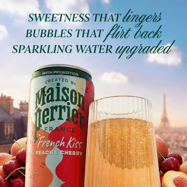 Alt view image 6 of 6 - Maison Perrier French Kiss Sparkling Juice Beverage, Peach & Cherry Flavors with Real Fruit Juices, 6 Pack 66.9 fl oz