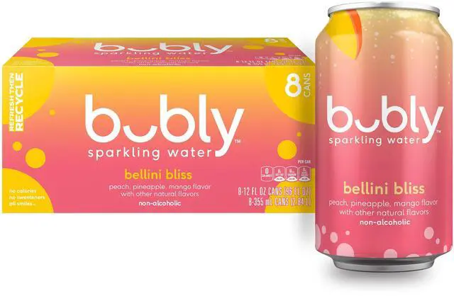Main image of bubly Bellini Bliss Sparkling Water, 12 fl oz, 8 Pack Cans