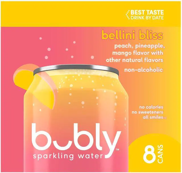 Alt view image 2 of 7 - bubly Bellini Bliss Sparkling Water, 12 fl oz, 8 Pack Cans