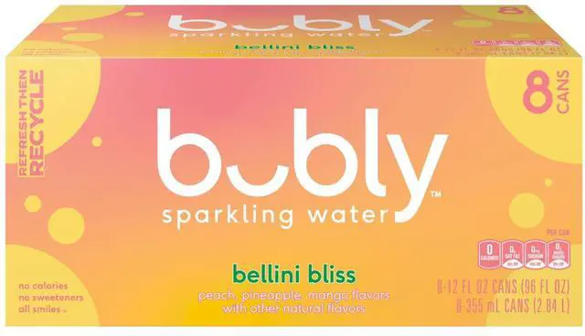Alt view image 3 of 7 - bubly Bellini Bliss Sparkling Water, 12 fl oz, 8 Pack Cans