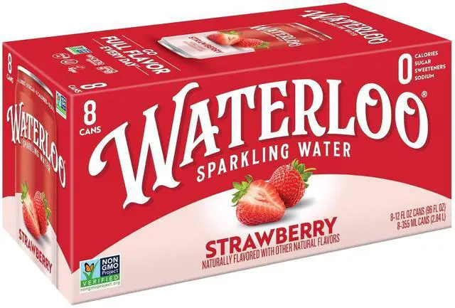 Main image of Waterloo Sparkling Water, Strawberry, 12 fl oz, 8 pack cans