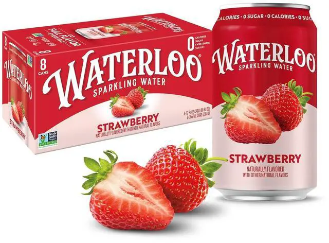 Alt view image 2 of 6 - Waterloo Sparkling Water, Strawberry, 12 fl oz, 8 pack cans