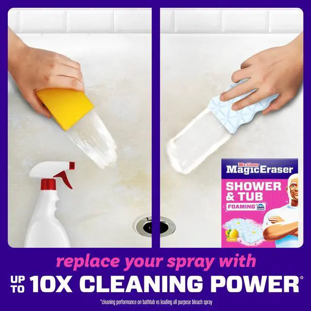 Alt view image 3 of 6 - Mr. Clean Magic Eraser Sponge, Shower & Tub Cleaner, Lavender, 3 Count