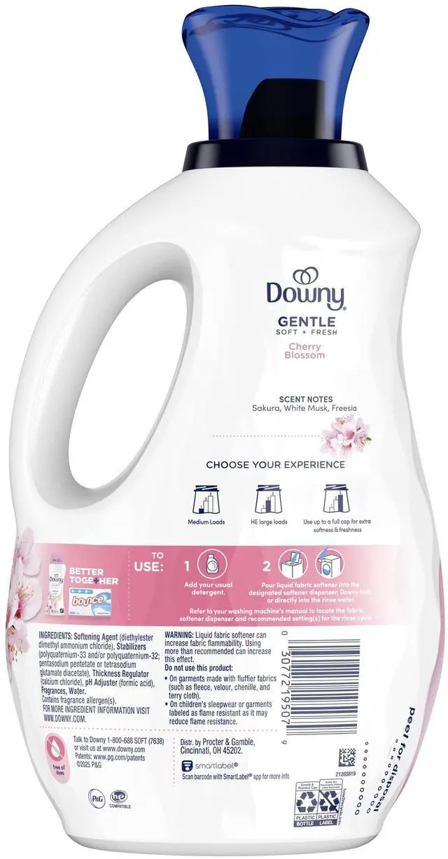 Alt view image 3 of 7 - Downy Gentle Soft and Fresh Liquid Fabric Softener, Cherry Blossom Scent, 44 fl oz, 66 Loads