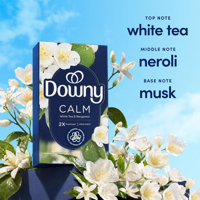 Alt view image 3 of 7 - Downy CALM, Mega Dryer Sheets, White Tea & Bergamot, 55 Count
