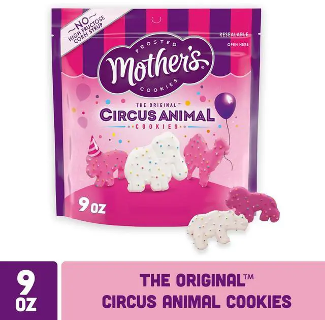 Main image of Mother's Original Circus Animal , Frosted Animal Cookies with Rainbow Sprinkles, Resealable Bag, 9 oz