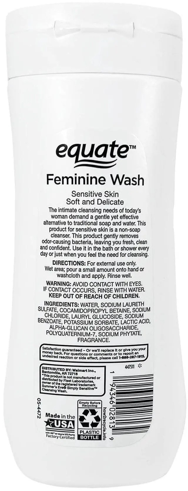 Alt view image 5 of 5 - Equate Feminine Wash for Sensitive Skin, Soft and Delicate, 15 fl oz