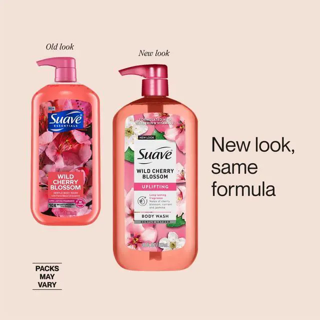 Alt view image 6 of 6 - Suave Wild Cherry Blossom Moisturizing Body Wash with Glycerin & Vitamin E, 30 FL OZ Pump