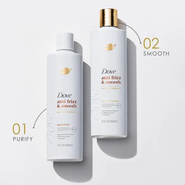 Alt view image 5 of 6 - Dove Shampoo for Frizz-Prone Hair Anti Frizz & Smooth with Bio-Protein Care Technology and Shea Butter, 18 Fl Oz