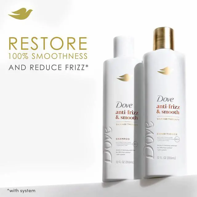 Alt view image 4 of 6 - Dove Shampoo for Frizz-Prone Hair Anti Frizz & Smooth with Bio-Protein Care Technology and Shea Butter, 18 Fl Oz