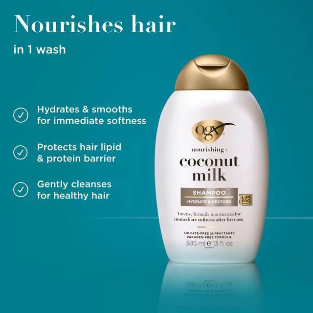 Alt view image 5 of 6 - OGX Nourishing + Coconut Milk Moisturizing Hair Shampoo, 13 fl. oz