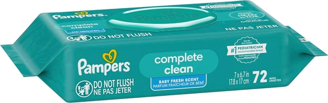 Alt view image 4 of 6 - Pampers Baby Wipes, Complete Clean Baby Fresh Scented Wipe, Gently Cleans Head to Toe, 72 Total (1 Flip-Top Packs)