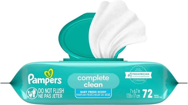 Alt view image 5 of 6 - Pampers Baby Wipes, Complete Clean Baby Fresh Scented Wipe, Gently Cleans Head to Toe, 72 Total (1 Flip-Top Packs)