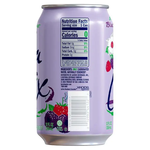 Alt view image 5 of 6 - La Croix Sparkling Water, Blackberry Cucumber, 8-Pack Zero Sugar, Zero Calories, Zero Sodium