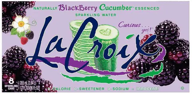 Alt view image 2 of 6 - La Croix Sparkling Water, Blackberry Cucumber, 8-Pack Zero Sugar, Zero Calories, Zero Sodium