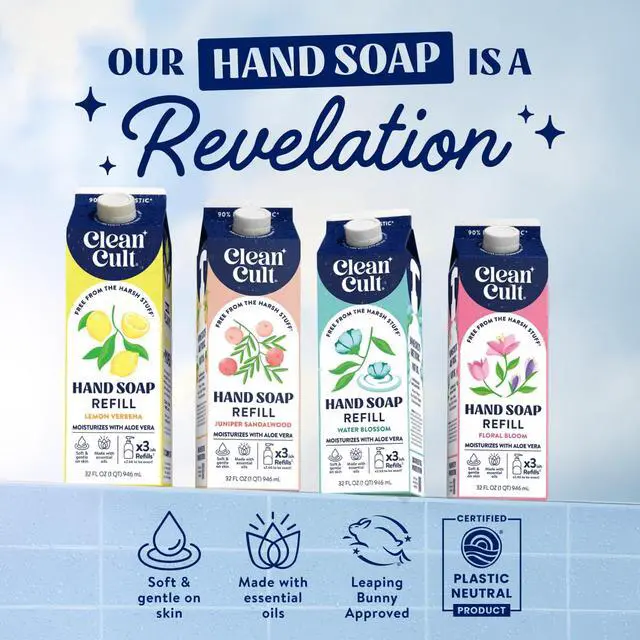 Alt view image 4 of 6 - Cleancult Liquid Hand Soap Refill - Juniper Sandalwood - Gentle On Sensitive Skin - Made with Aloe Vera & Essential Oils - Eco Friendly - Paper-Based Packaging - 32 oz/1 Pack