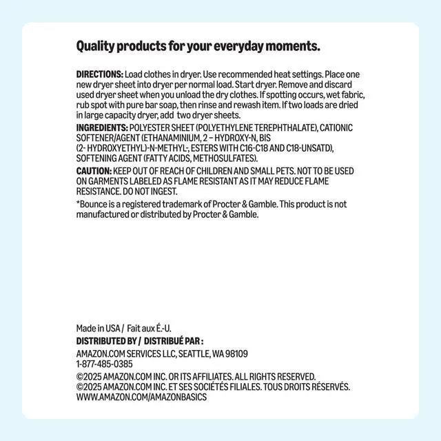 Alt view image 5 of 6 - Amazon Basics Dryer Sheets Laundry Fabric Softener, Free & Clear, Hypoallergenic, Free of Fragrances, Softening Agent, Dermatologist Tested, 160 Count