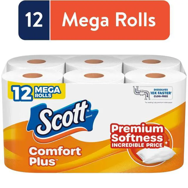 Alt view image 2 of 6 - Scott ComfortPlus Toilet Paper, 12 Mega Rolls
