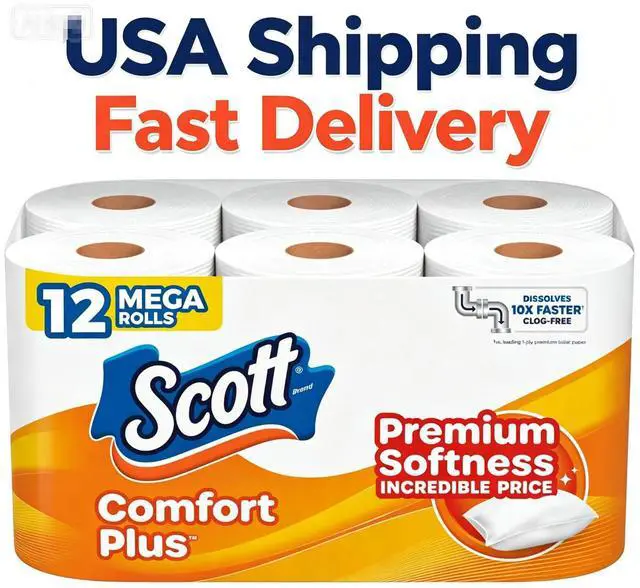 Main image of Scott ComfortPlus Toilet Paper, 12 Mega Rolls
