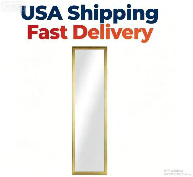 Main image of Mainstays 13x49 Gold Rectangle Large Wall Mirror for Bathroom or Living Room