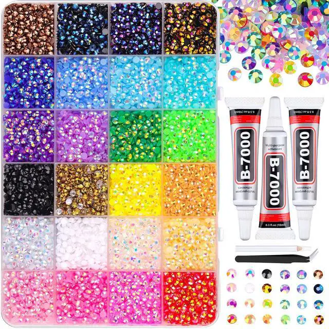 Alt view image 5 of 6 - 34000Pcs Resin Jelly Rhinestones for Bedazzling, Multicolor 3mm Flatback Gems for Diamond Art, Bedazzler Kit with 3Pcs 10ml B7000 Jewelry Glue for Bedazzle Thing Crafting Book Nail Art