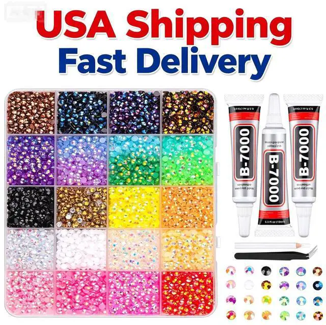 Main image of 34000Pcs Resin Jelly Rhinestones for Bedazzling, Multicolor 3mm Flatback Gems for Diamond Art, Bedazzler Kit with 3Pcs 10ml B7000 Jewelry Glue for Bedazzle Thing Crafting Book Nail Art
