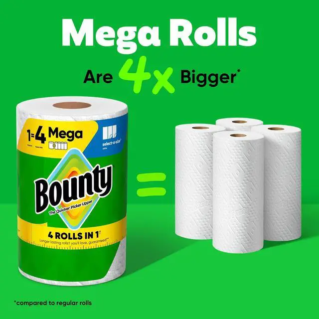 Alt view image 5 of 5 - Bounty Paper Towels Select-A-Size White, 1 Mega Roll, 164 Sheets per Roll