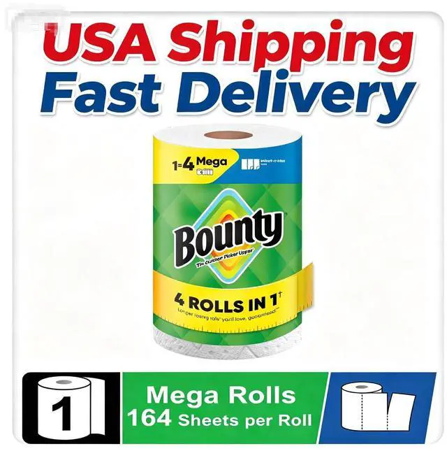 Main image of Bounty Paper Towels Select-A-Size White, 1 Mega Roll, 164 Sheets per Roll