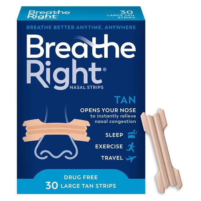 Alt view image 3 of 5 - Breathe Right Original Nasal Strips, Tan Nasal Strips, Large, 30 Count