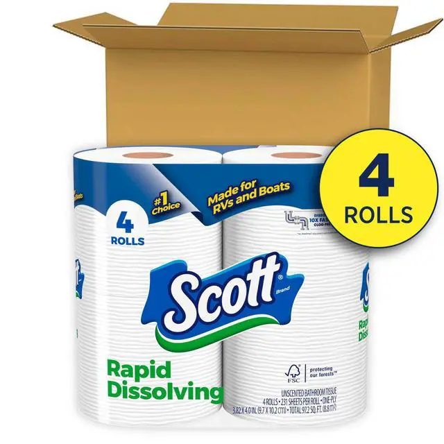 Alt view image 3 of 5 - Scott Rapid-Dissolving Toilet Paper for RVs & Boats, 4 Double Rolls