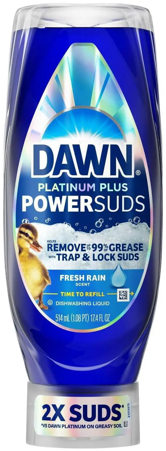 Alt view image 3 of 4 - Dawn Platinum Plus PowerSuds Liquid Dish Soap, 17.4 oz. EZ-Squeeze Bottle