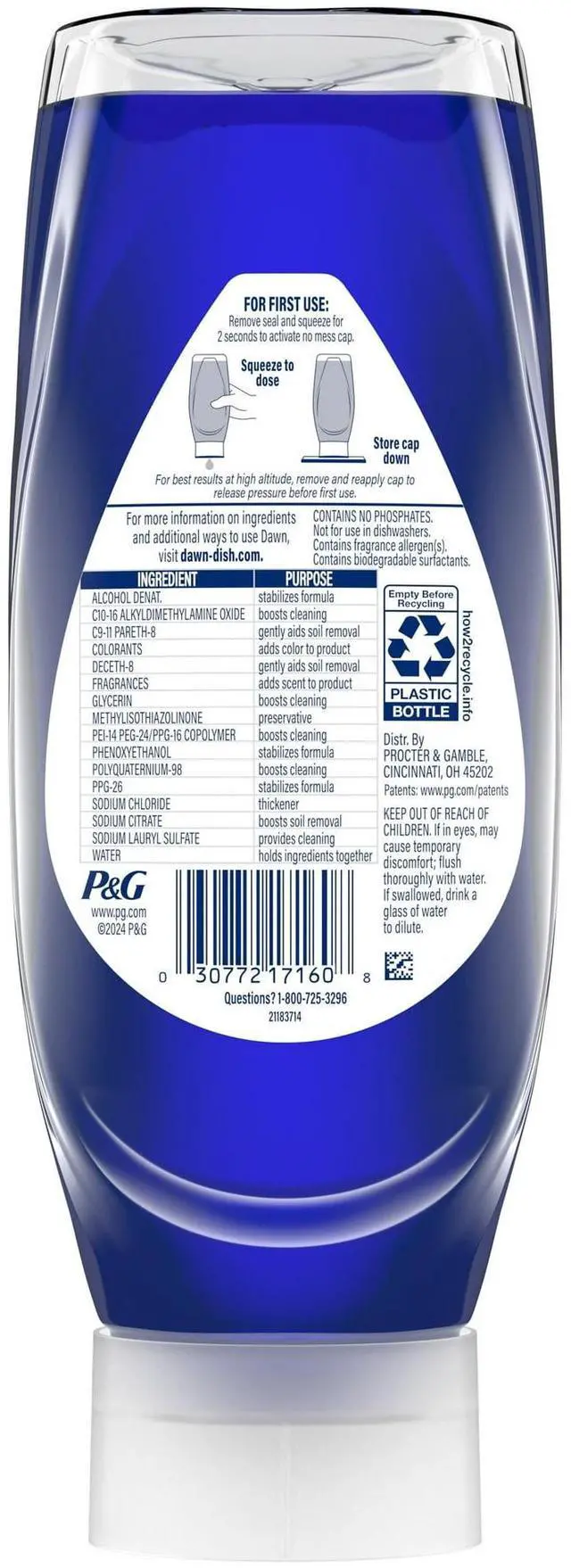 Alt view image 2 of 4 - Dawn Platinum Plus PowerSuds Liquid Dish Soap, 17.4 oz. EZ-Squeeze Bottle
