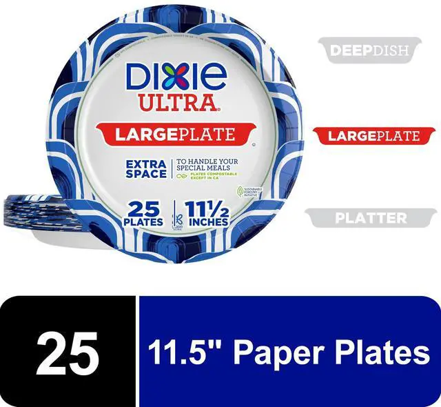 Main image of Dixie Ultra Large Plate Disposable Paper Plates, 11.5", Multi-Color, 25 Count