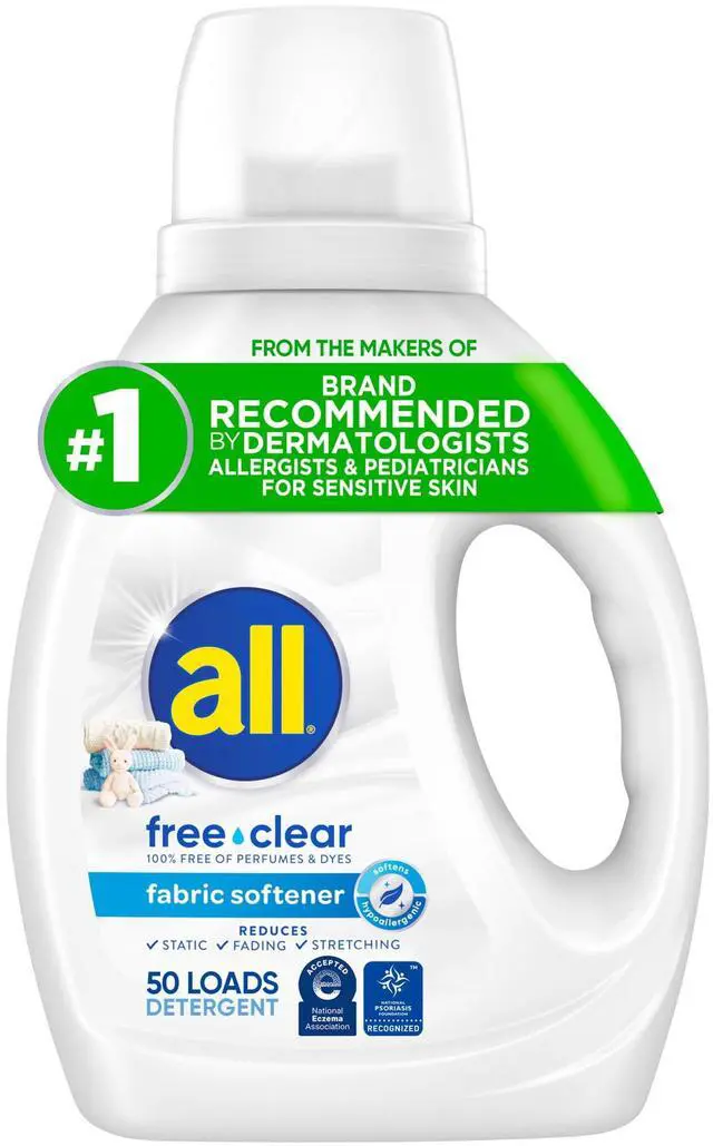 Main image of all free clear Liquid Fabric Softener for Sensitive Skin, 34 fl oz, 50 Loads